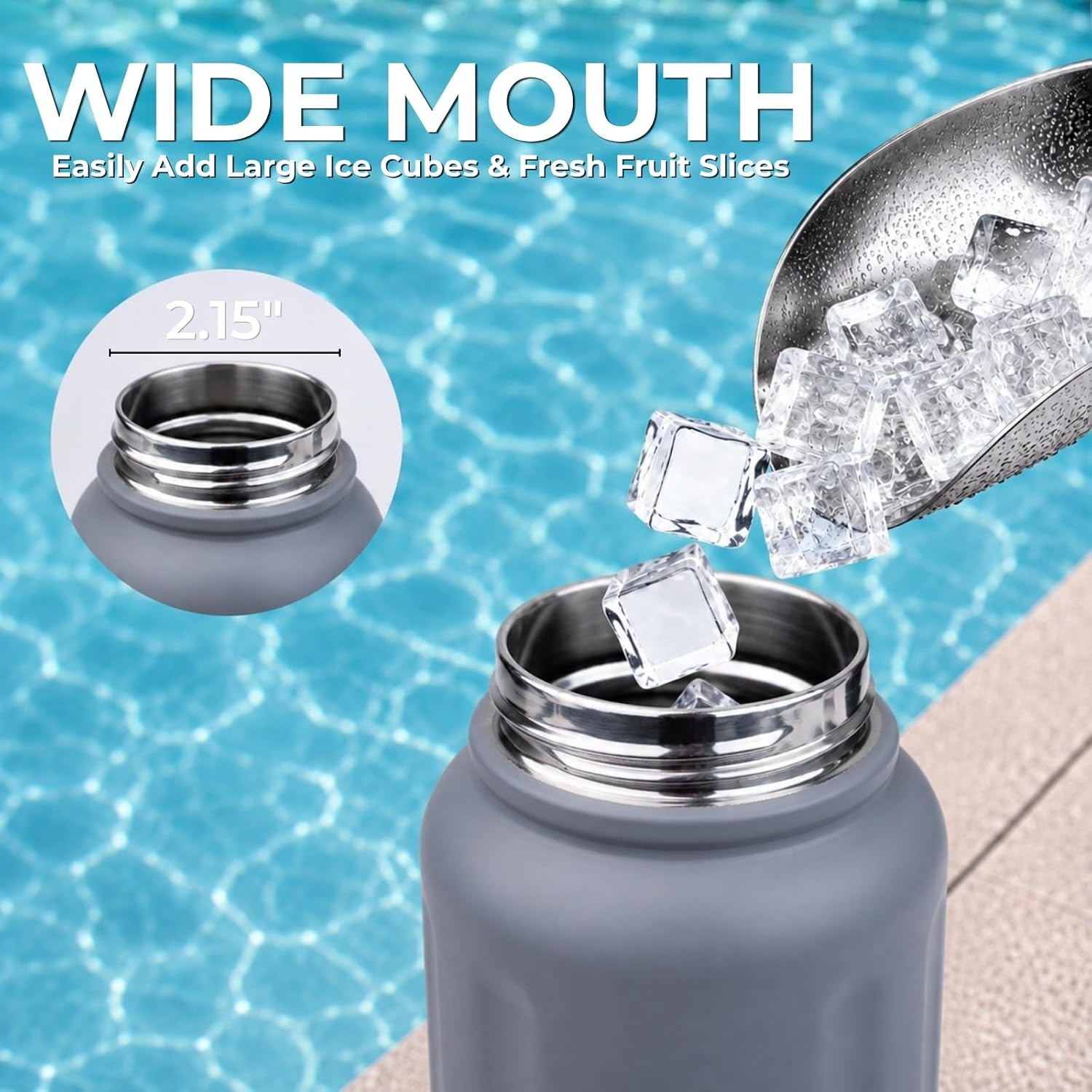 24 oz Insulated Stainless Steel Water Bottle With Carry Handle Lid