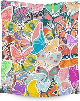 Butterfly Blanket Gifts - 50"x60" Cute Throw for Women, Girls - Colorful Soft Fuzzy Blankets for Bed, Couch & Living Room