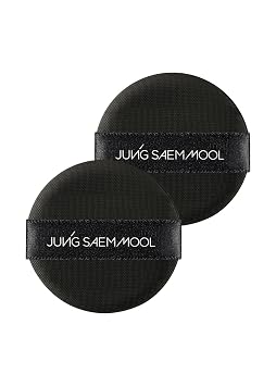 JUNG SAEM MOOL Cushion Puff | Natural Cover Puff for Smooth Fitting, Round Shape 2.1 Inch, Set 2pc