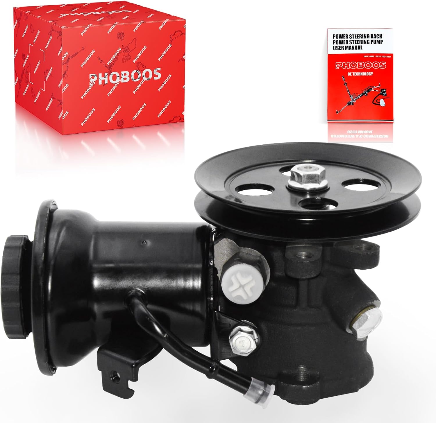 PHOBOOS Power Steering Pump Compatible with Toyota 4Runner/Pickup (Hilux) 1988(Built before 12/1987), 1989-1995, V6 3.0L, with Outlet & Reservoir, Smooth Steering, High Durability, Ref. 21-5844