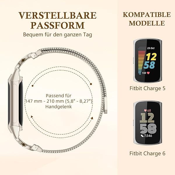 Oielai Metall Band Kompatibel mit Fitbit Charge 6 Armband Damen, Blumen Magnetisch Magnet Edelstahl Mesh Loop Armbänder für Fitbit Charge 5 Armband - 4