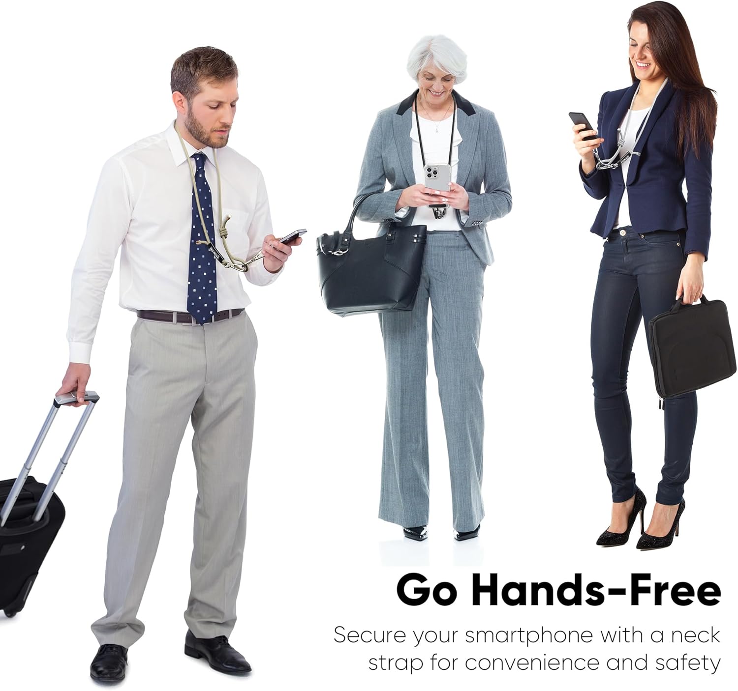 Crossbody Phone Lanyard Universal Cell Phone Strap Adjustable Nylon Strap with Metal Keychain Hook Compatible for iPhone & for Android Smartphones Breakaway Safety Clip - Midnight Black - Image 5