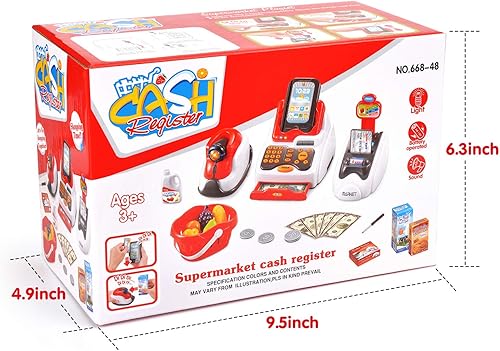 Miniatura 6 de Victostar Caja registradora de juguetes para niños con escáner de pago lector de tarjetas de frutas máquina de tarjetas de crédito juego de compras