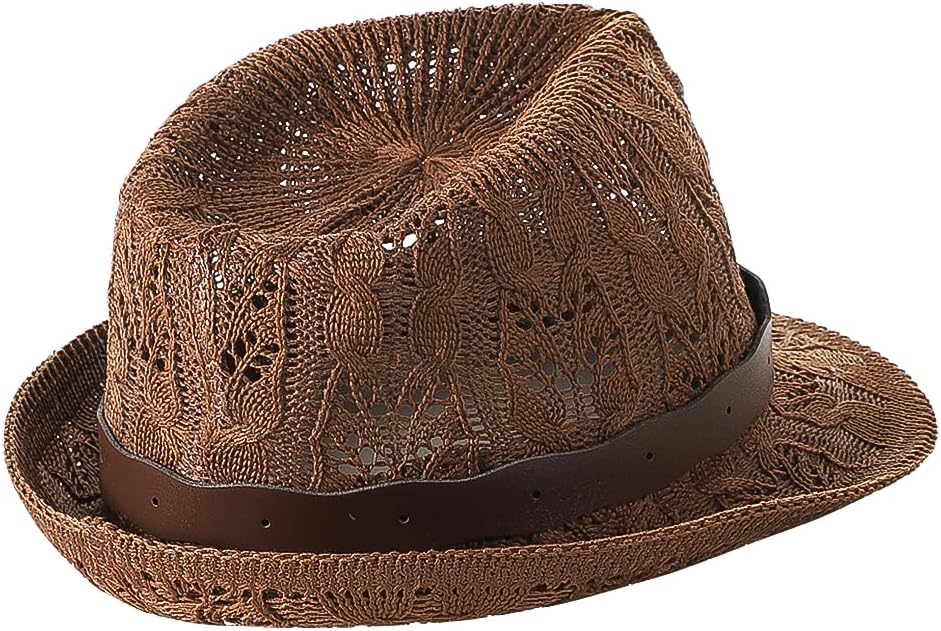 Unisex Summer Mesh Fedora Hat Sun Short Brim Panama Hat Beach Hat Packable Breathable Classic Retro Trilby Hat