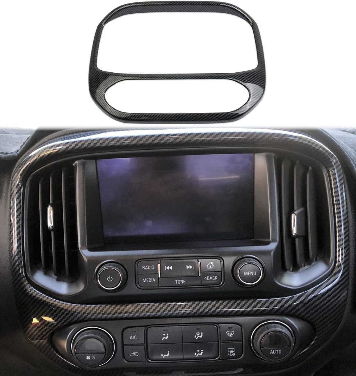 Korlot Carbon Fiber Center Control Interior Kit Combination Cover Trims Molding Accessories for Chevrolet Colorado 2015-2022