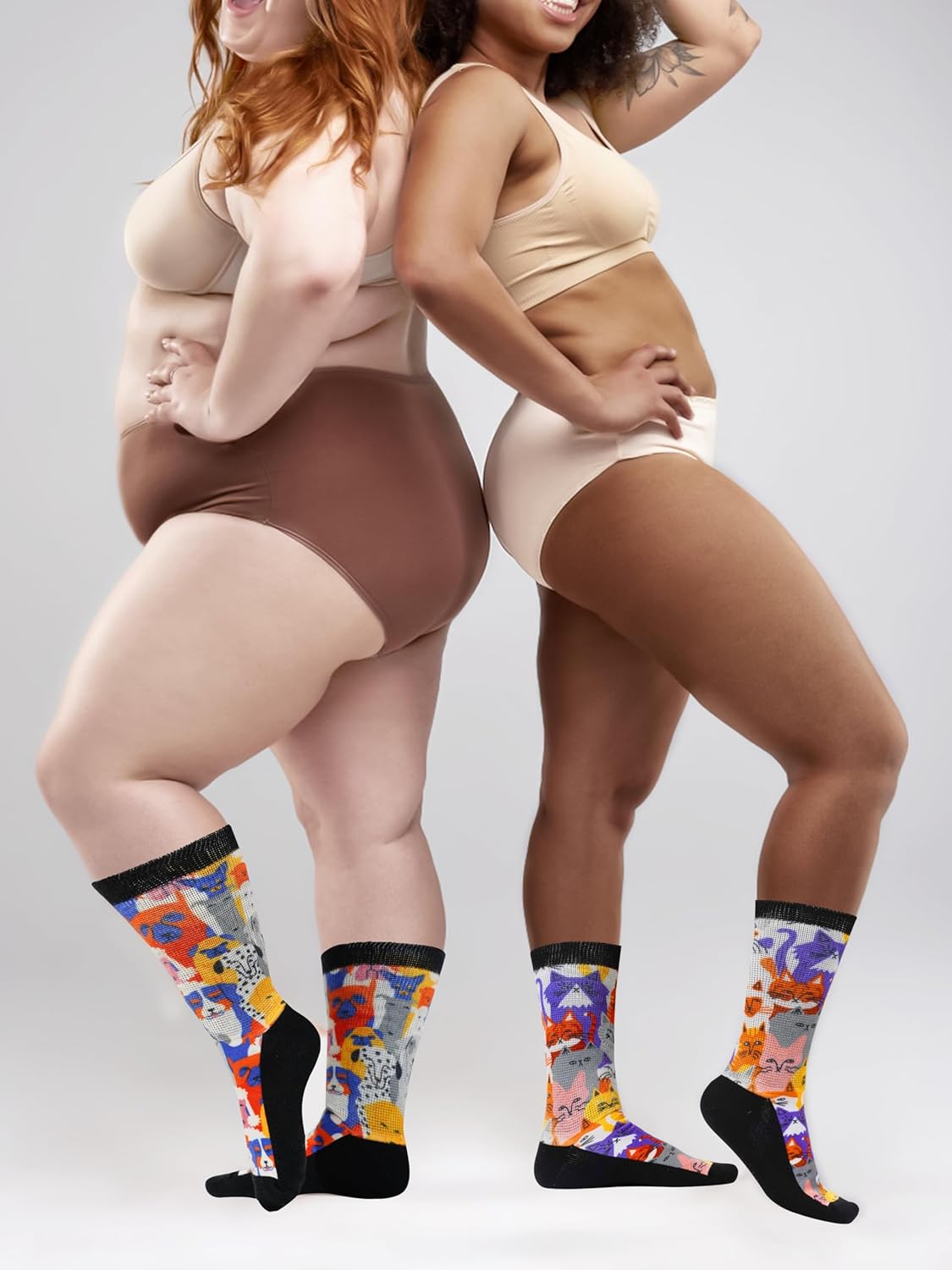 Artdear Diabetic Socks for Men & Women - 2 Pairs Bamboo Non Binding Extra Wide Colorful Crew Socks for Swollen Feet Seamless Toe Loose Fit (Kitten & Puppy, Large) - Image 5