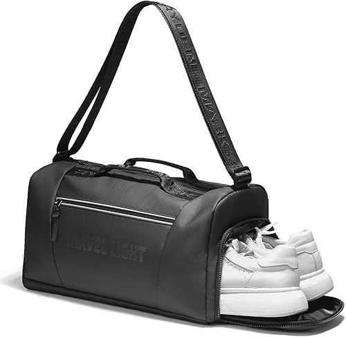 Muzee Bolsa de gimnasio ligera para hombres, bolsa de lona convertible impermeable de 17.6L, con bolsillo para ropa húmeda y compartimento para