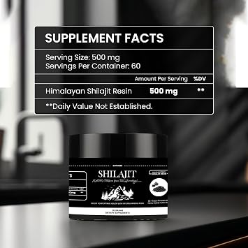 Shilajit Pure Himalaya Resin - 100% Pure Shilajit with Fulvic Acid & 85+ Trace Minerals - Supports Energy, Immunity & Men's Health (30 Grams)