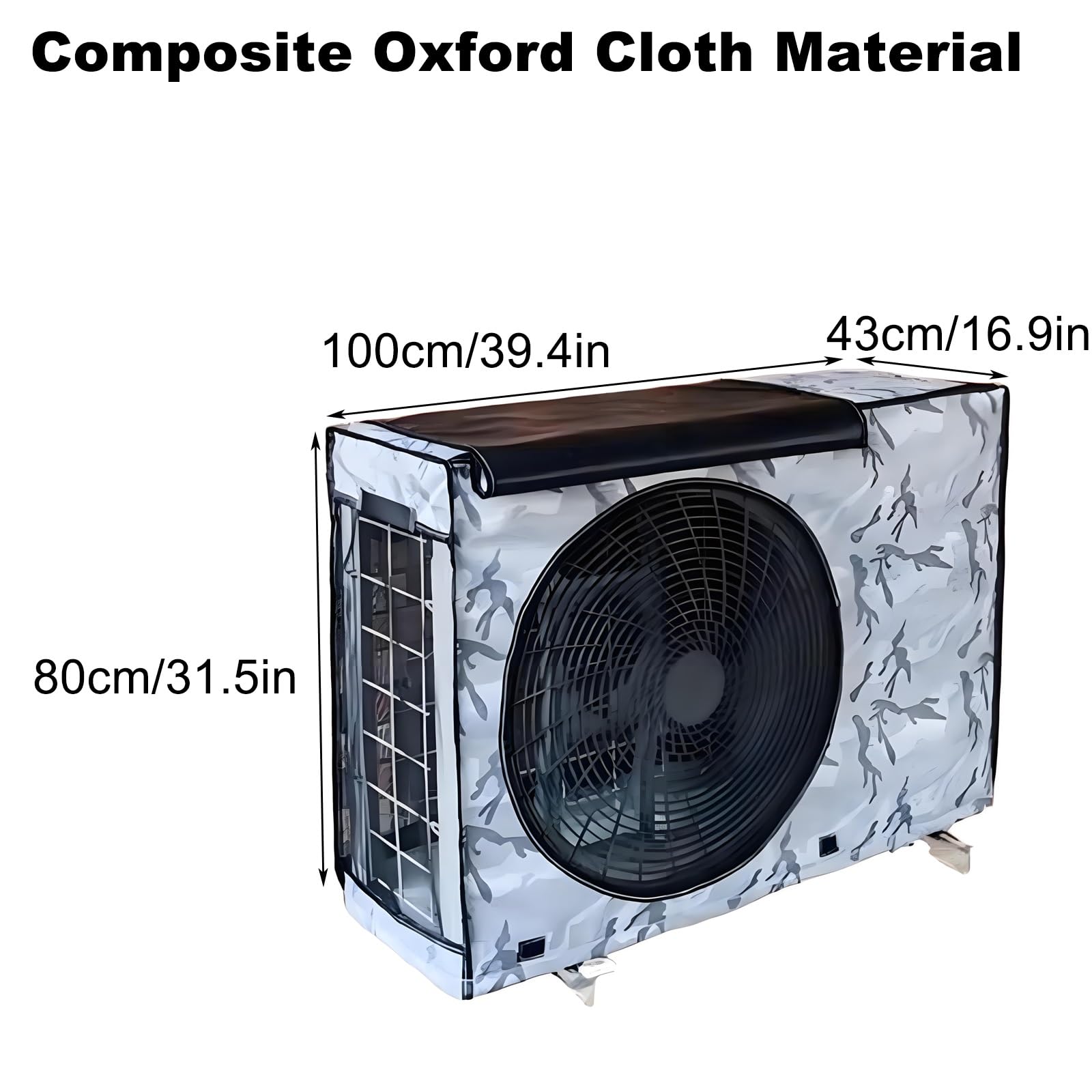 Housse Pompe a Chaleur Piscine Oxford 900D pour L'extérieur, Cache Climatiseur Exterieur Camouflage, Ignifuges, Protection Solaire, Imperméables, anti Poussière(Green,100x80x43cm)