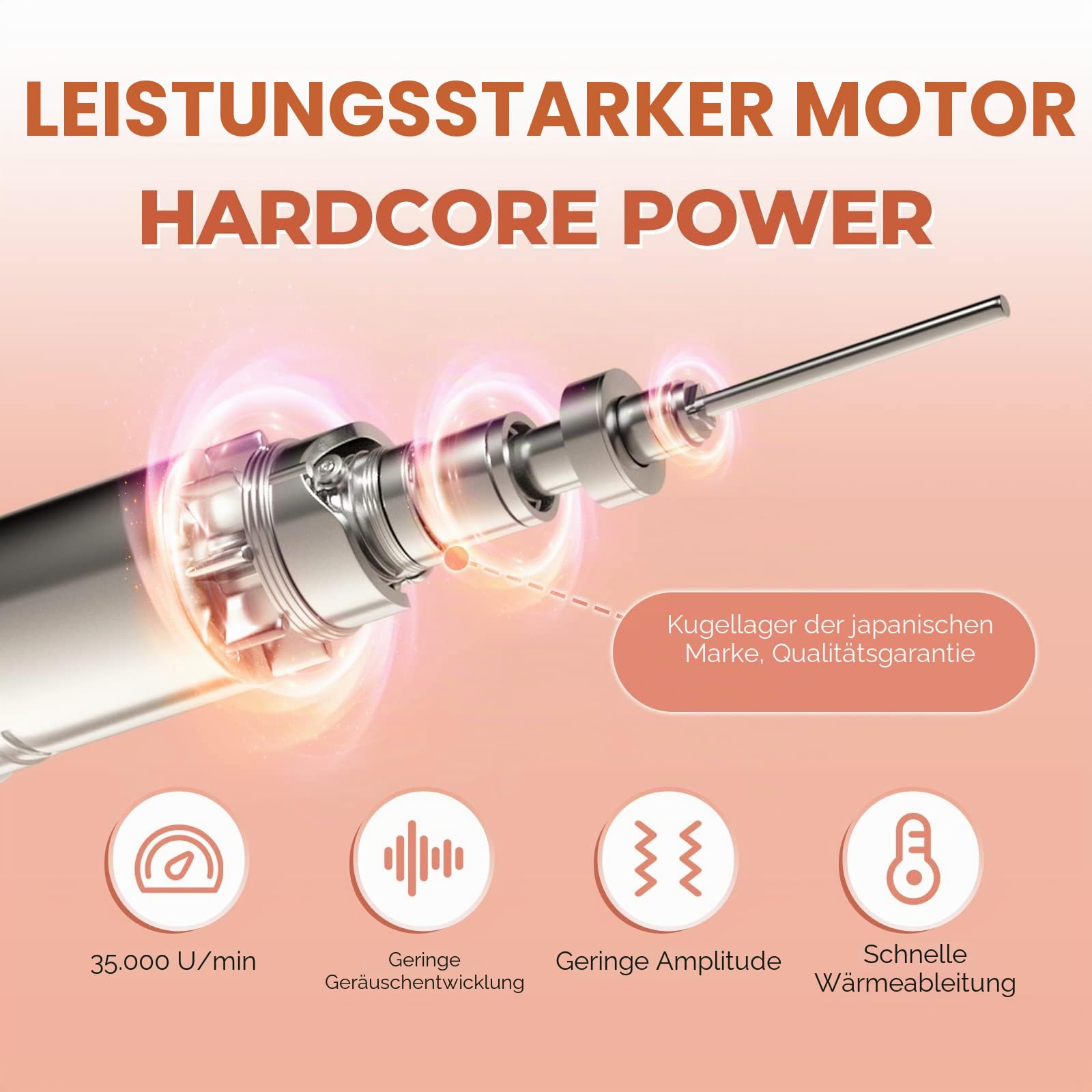 JCMaster TouchPro+ Nagelfräser 35000 U/min - Deutsche Marke - Gelnägel & Acrylnägel Profi Set Elektrisch Grund Packung, Inkl. 4 Bits, Fußpflegegerät, Kunstnägel, Stufenlose Regulierung Touchbedienung