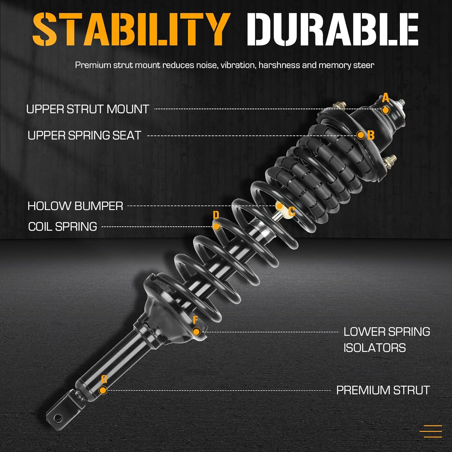 Rear Complete Coil Spring Strut Shock Absorber Assembly Kit Fit for Honda Accord 1994 1995 1996 1997, 171286L 171286R (Set of 2) Rear Left and Right 1994-1997 Accord