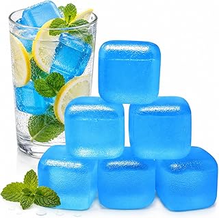 Extra Large Reusable Ice Cubes (2.2" Sq.) 6-Pack - BPA Free Plastic - Great for Cryotherapy Machines, Cold Therapy Units, (Blue)