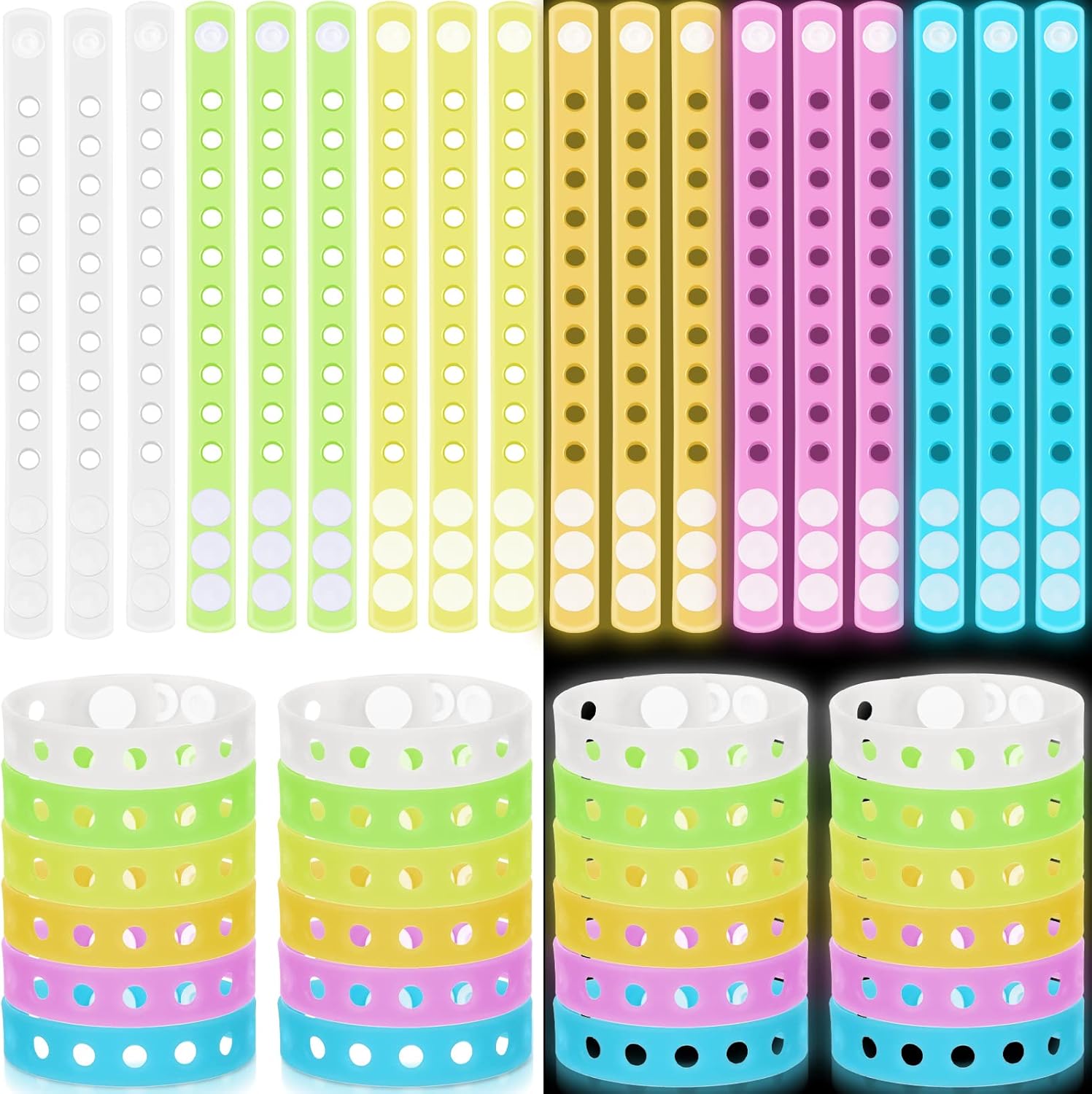 120 Pieces Silicone Wristbands Rubber Charm Wristbands