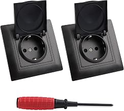 2 X 16A Wall Plug 250V AC, IP44 Schuko Plug, Protection Contact Plug AC Plugs Black