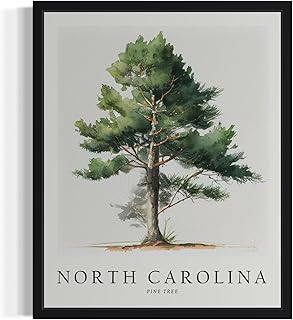 HomeArtPrint North Carolina Pine Tree Poster Wall Art Painting, US State Print Artwork, Vintage Art for Bedroom Bathroom Living Room Decor 83 (North Carolina Pine Tree, 8 x 10 inches, Unframed)