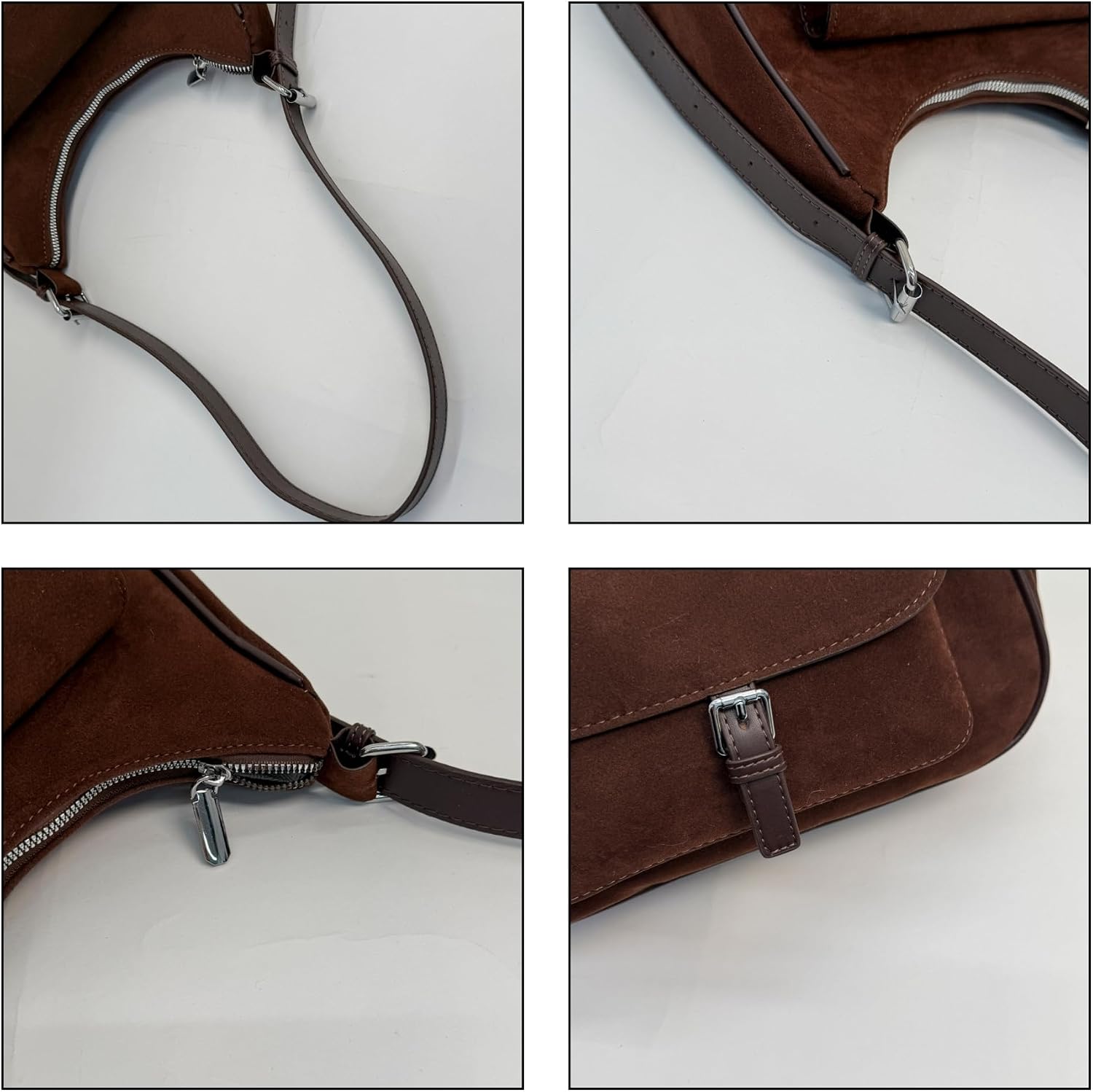 Women's Soft Faux Suede Slouchy Hobo Purse with Zipper Closure,Adjustable Strap,Crossbody Shoulder Tote Bag for Fall 2025