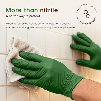 SUP Powder-Free Nitrile Exam Gloves, 100 Count Food Safe Latex-Free Disposable Gloves for Medical Lab Cooking Cleaning, Green