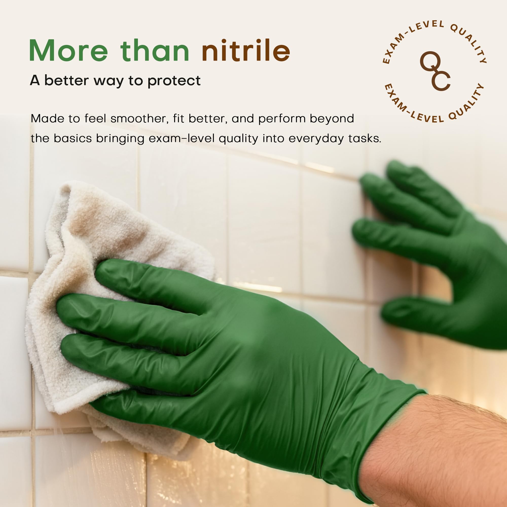 SUP Guanti da esame in nitrile, senza talco, senza lattice, per uso alimentare, chimico, per cucinare, puliti, usa e getta, colore verde muschio, 100 carati (medio)