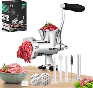Huanyu Meat Grinder Manual - Food Grade 304 Stainless Steel with Sausage Stuffer and 2 Grinding Plates, Table Clamp | Heavy Duty for Beef, Chicken, Pork, Chili #M8