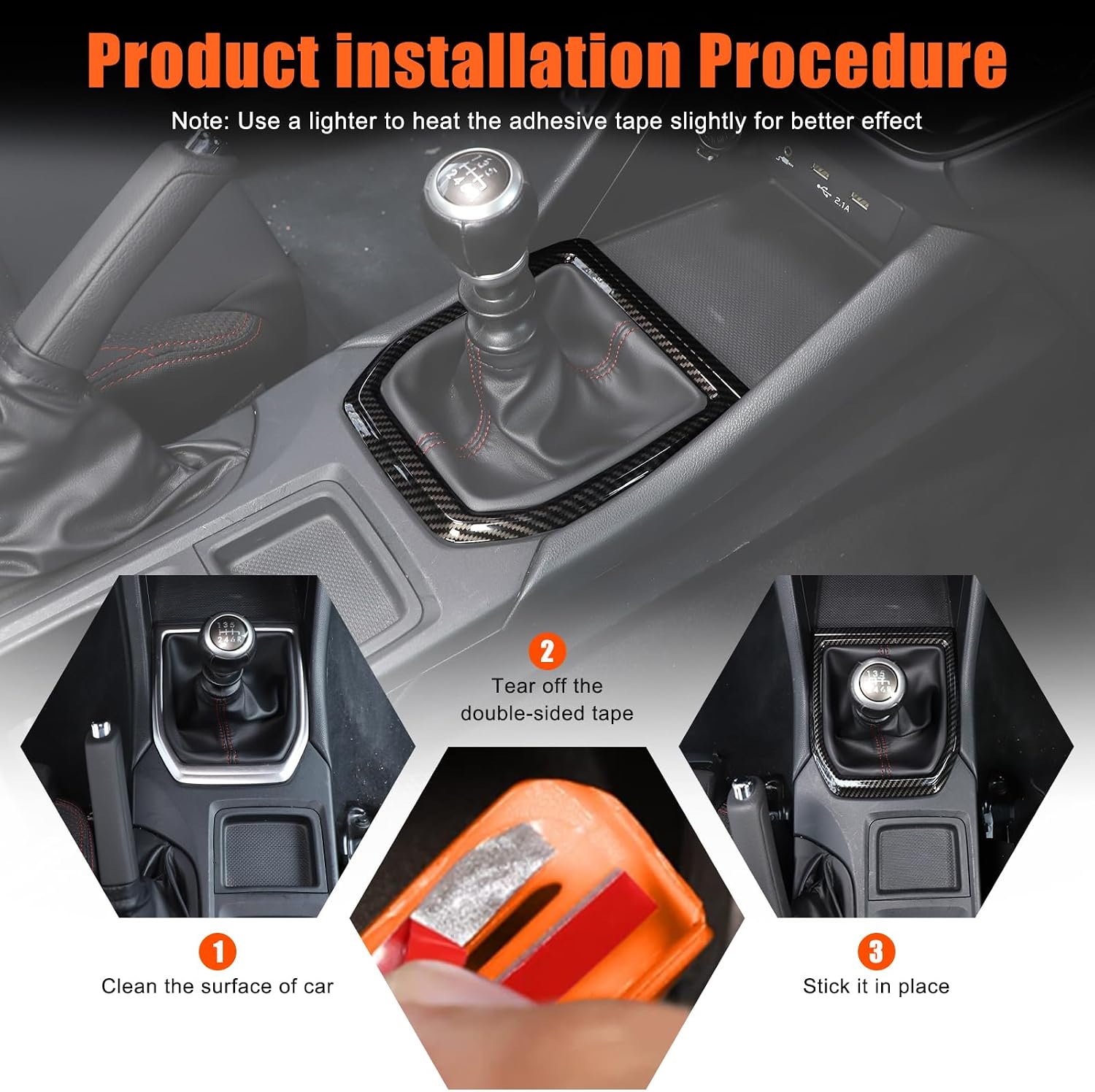Gear Shift Frame Cover Trim ABS Control Gear Box Shift Knob Panel Frame Cover Sticker Compatible with Subaru WRX 2022 2023 2024 2025