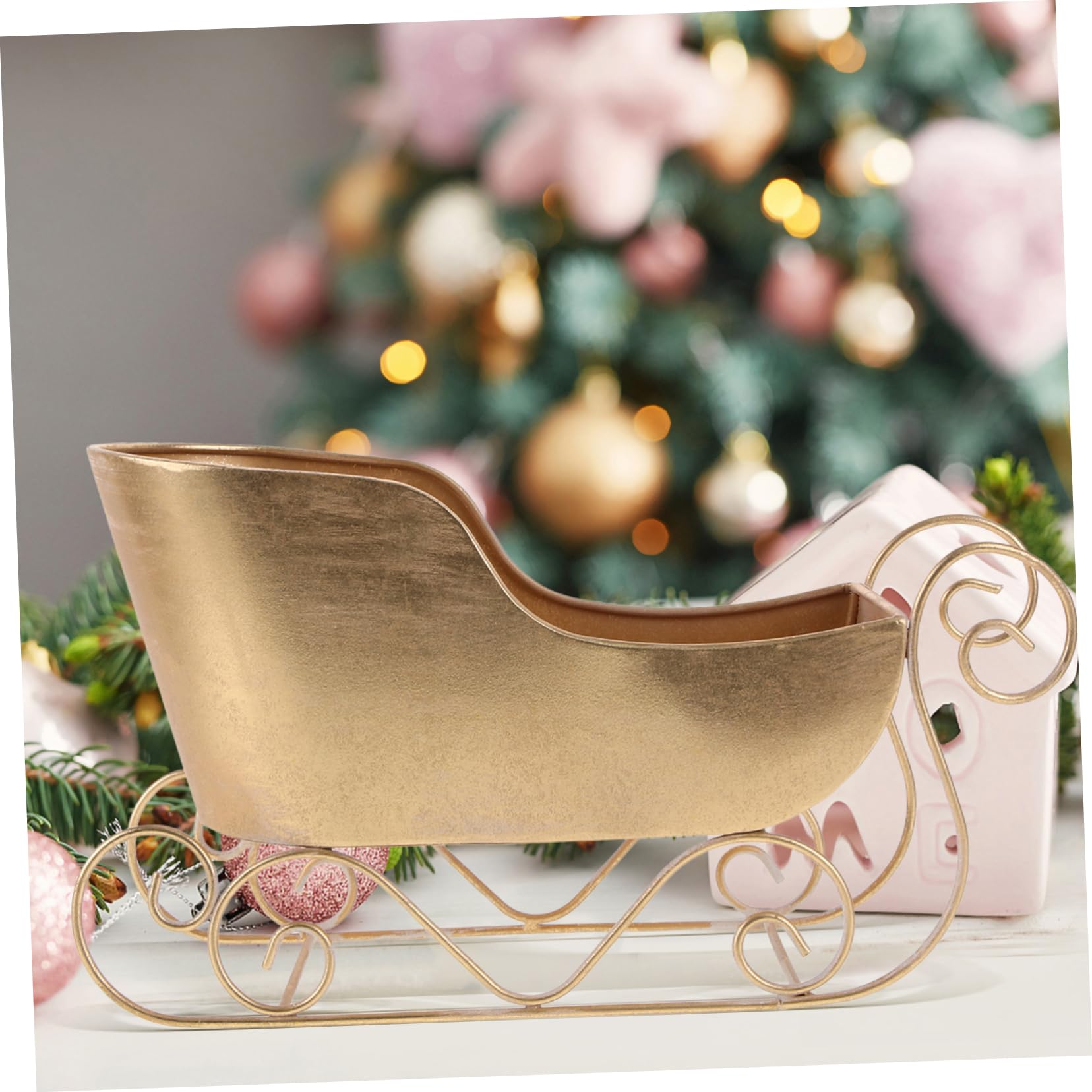 PRETYZOOM Weihnachtlicher Schlittenschmuck aus Eisen in Gold als Klassische Weihnachtsbaum Hängedekoration und Fotorequisite für Weihnachtsfeier und Festliche Partys