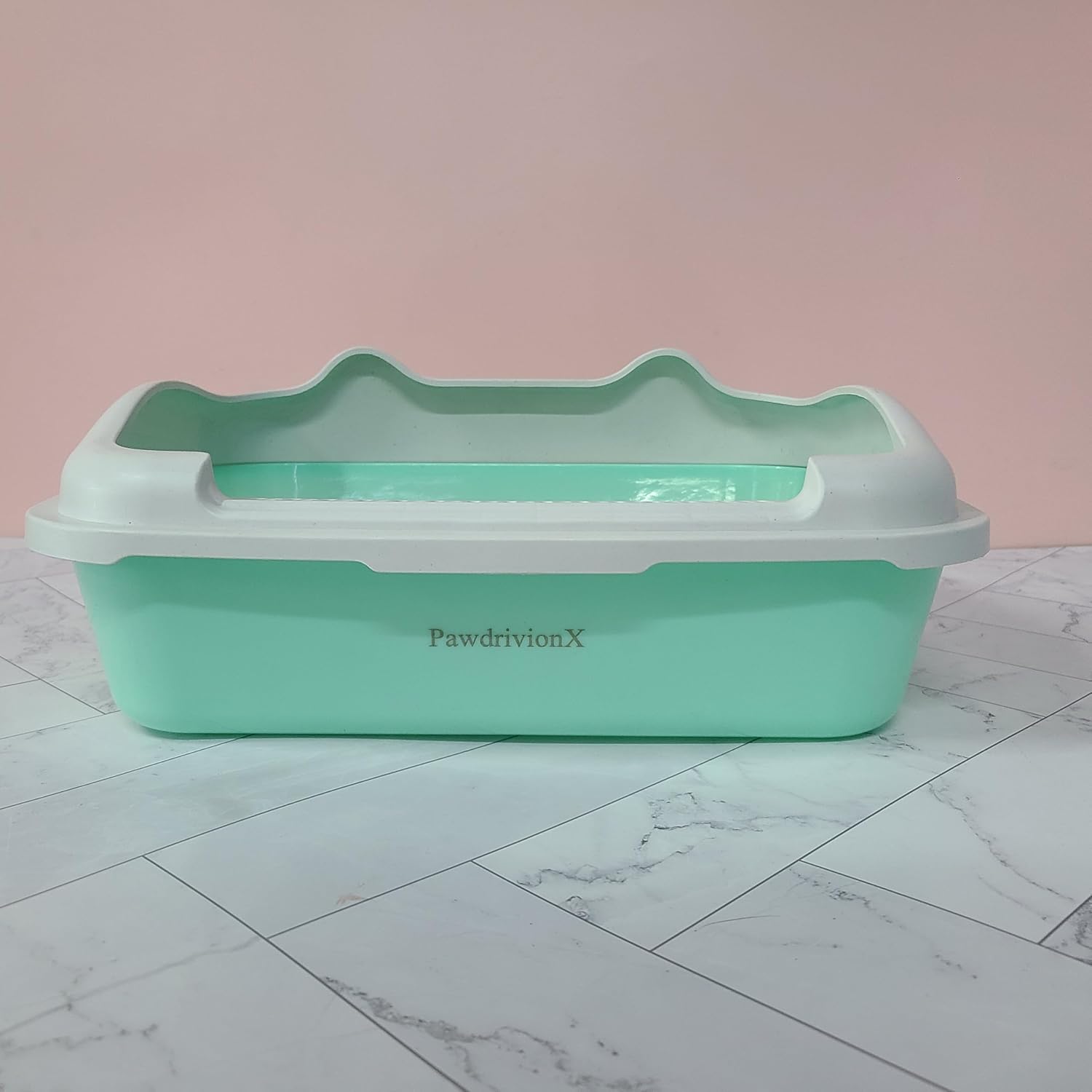 PawdrivionX Pet Litter Boxes, Open Top Cat Litter Box, Anti-Splashing High Sided Kitty Litter Pan, Easy Clean Non-Stick Litter Tray for Indoor Cats, Mint Green