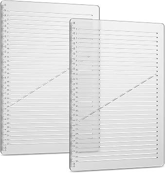 2 Pack Straight Line Writing Template, 11 Inch Calligraphy Guide Ruler with 0.35 Inch Spacing, Plastic Lettering and Handwriting Aid for Journals, Envelopes, Letters, Drawing and Lined Paper Practice
