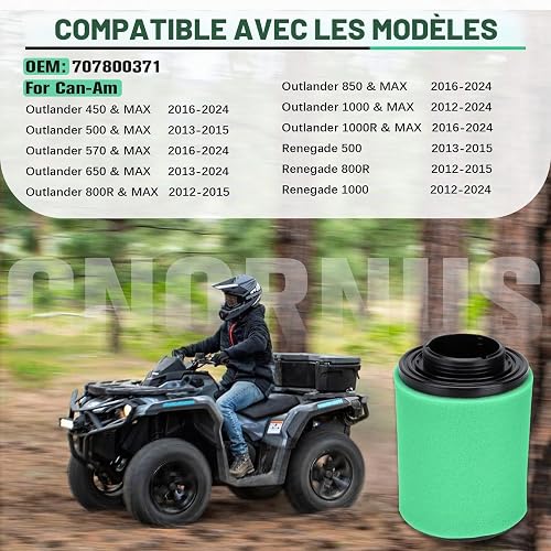 Cnornus filtre à air de moto pour 707800371 Can-Am Outlander Max 450 570 650 800R 1000 1000R 4x4 2012-2020 - 2