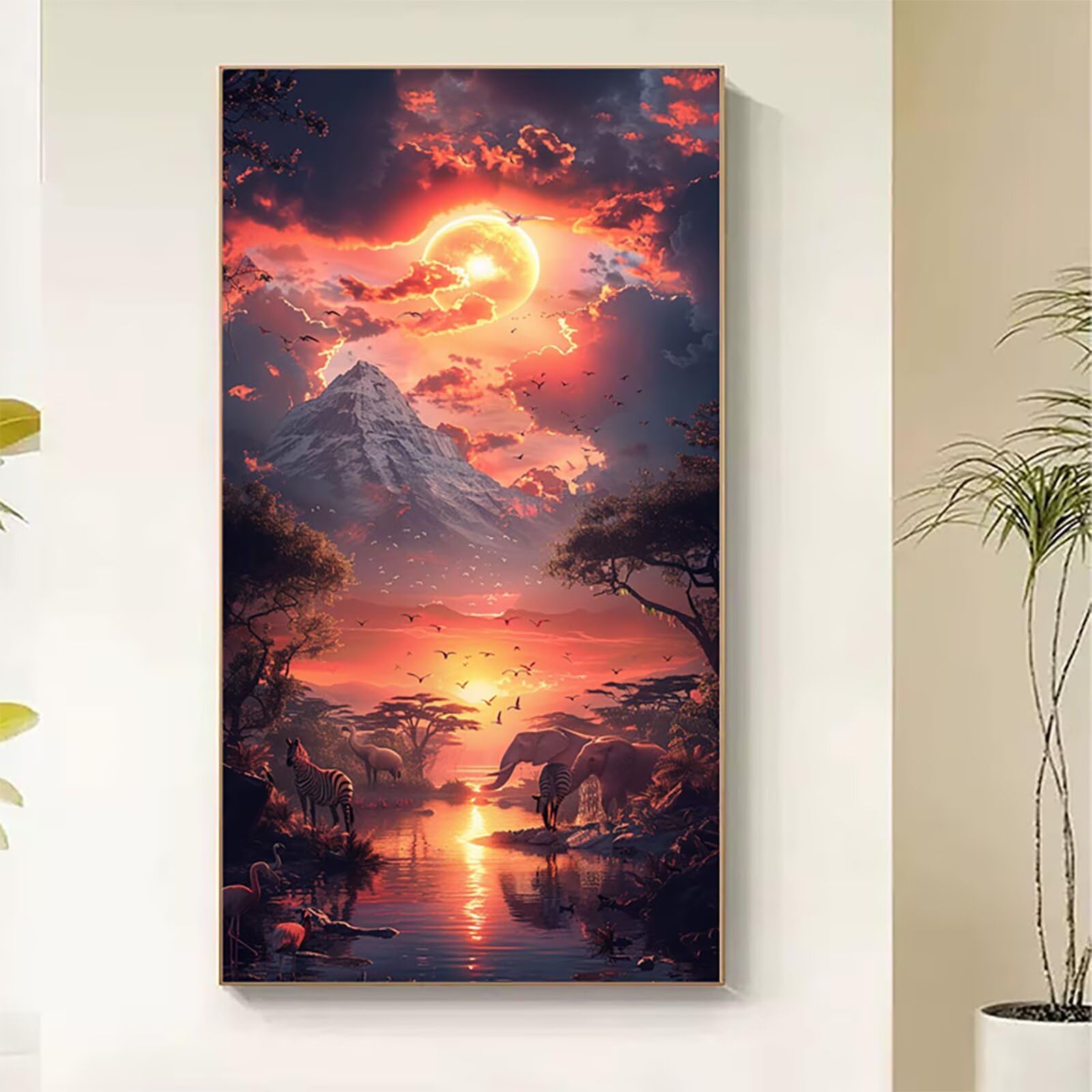 Dipingere con i Numeri Adulti Tramonto, Dipingere con i Numeri Paesaggio, Fai da te Paint by Numbers per Principianti, Hobby Creativi Adulti, Painting by Numbers per Decorazioni Casa 100x200cm 7-5999