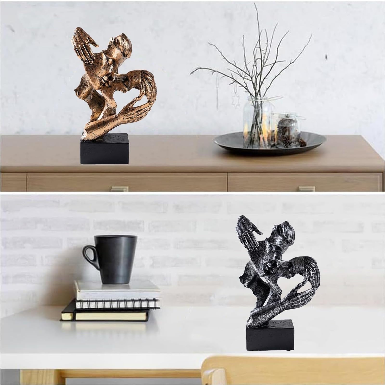 Decoración para el hogar Estatua de Pareja Abstracta, Escultura Beso Parejas, decoración romántica Figuras Decorativas(D1)