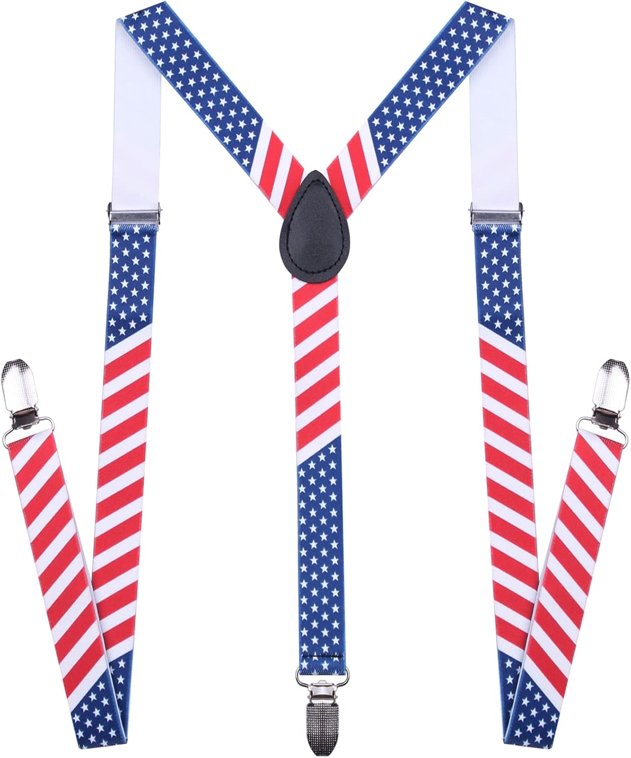 Black Suspenders for Men and Women Adjustable Suspender Elastic 1 inch Wide with Heavy Duty Clips