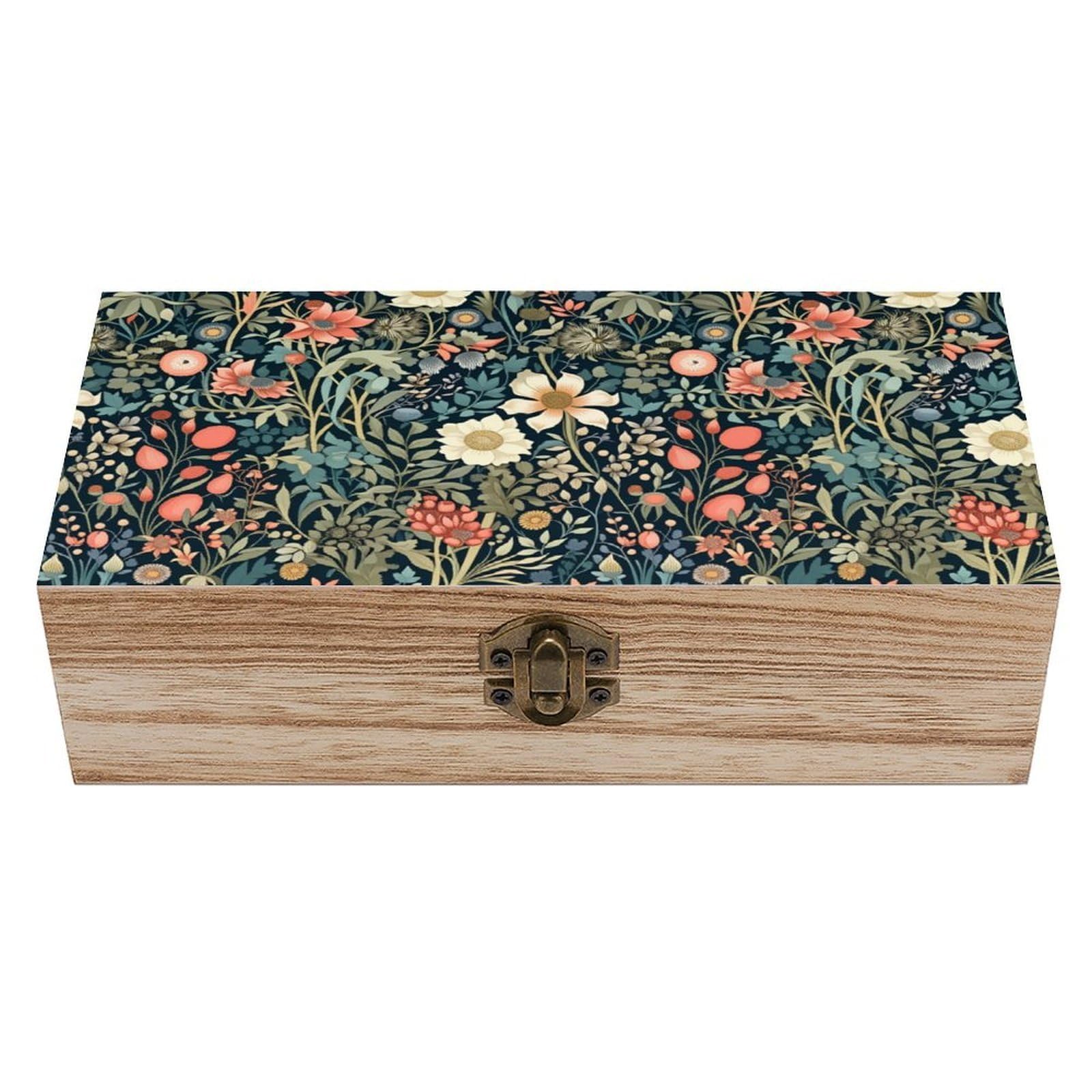 asbwuo Floral Vintage Wooden Keepsake Box