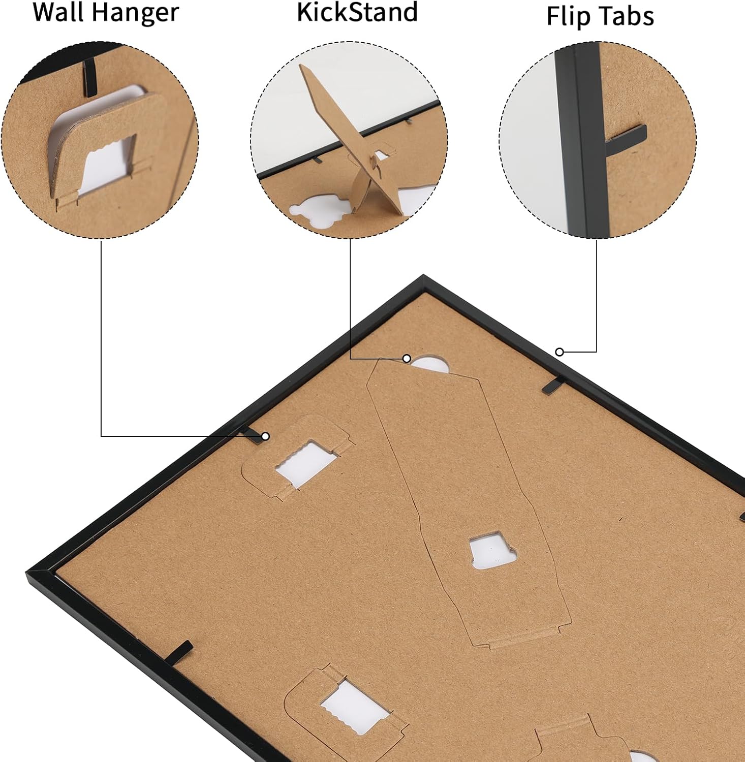 CRUGLA 8x10 Picture Frame Set of 11, Display Pictures 5x7 with Mat or 8x10 Without, Multi Photo Frames Bulk, Wall and Tabletop Display, Black