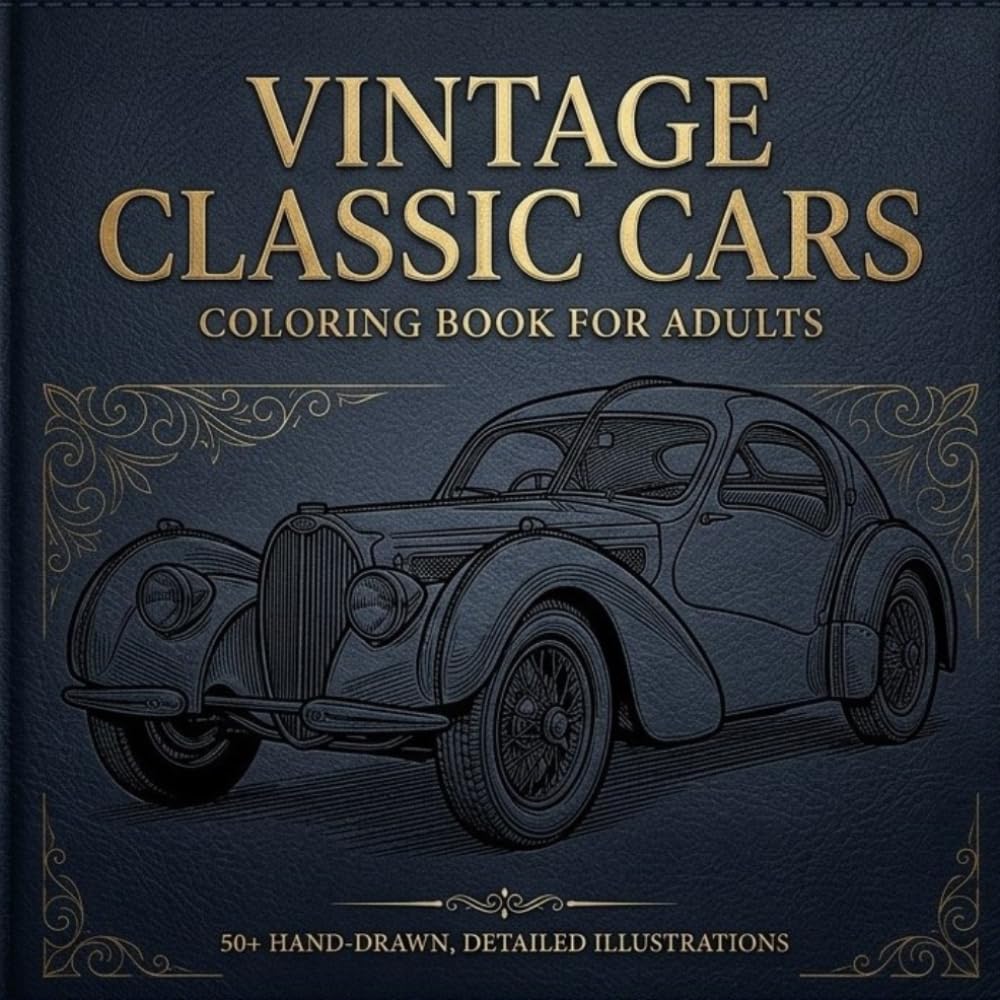 Vintage Classic Cars Coloring Book for Adults: Antique & Muscle Car Designs for Relaxation and Stress Relief