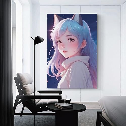 Miniatura 3 de Póster de anime japonés Beauty Girl (7) Póster artístico de pared con desplazamiento en lienzo, cuadro de pintura para sala de estar, decoración del