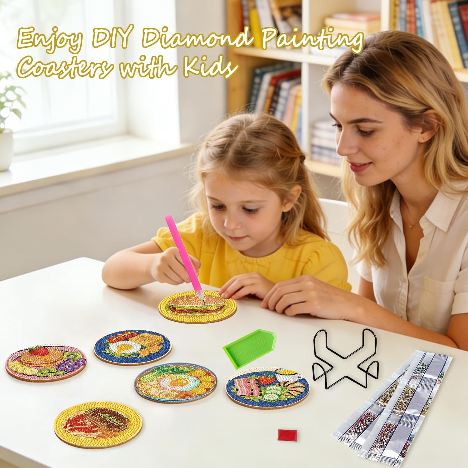 Leatrice 6 PCS Small Diamond Art Coasters Diamond Painting Kits for Adults image 4