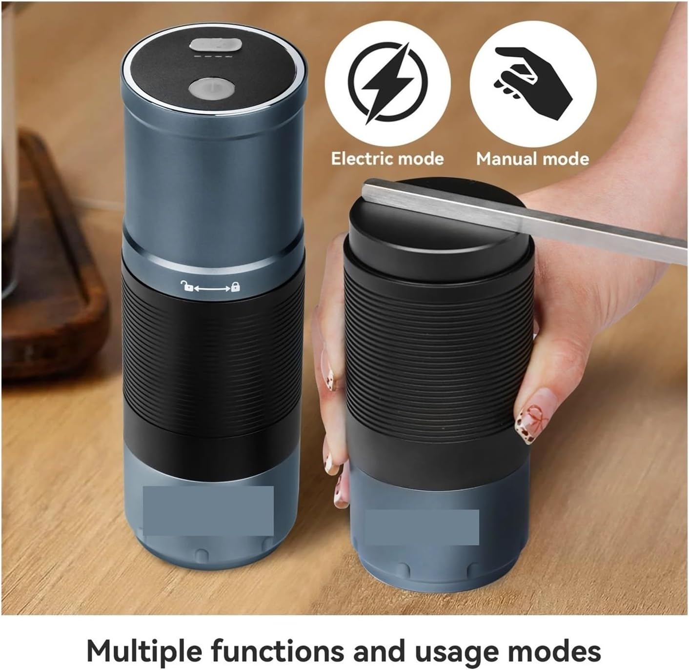 Portable Coffee Machine, Smart Electric Coffee Grinder Stainless Steel Disc Adjustable Grinding Degree USB Charging Compact Hand Brewing Kitchen Outdoor,for Outdoor Travel Picnic
