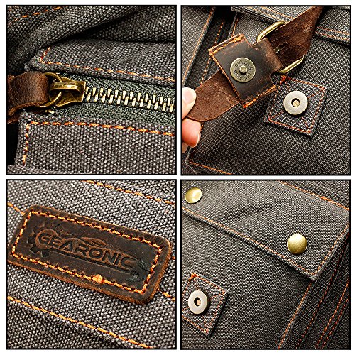 Messenger Bag for 14/15 Inch Laptop Vintage Canvas Leather Shoulder Crossbody Satchel Shoulder Computer College Bag Travel Office Messenger Bag for Men Women - Slate
