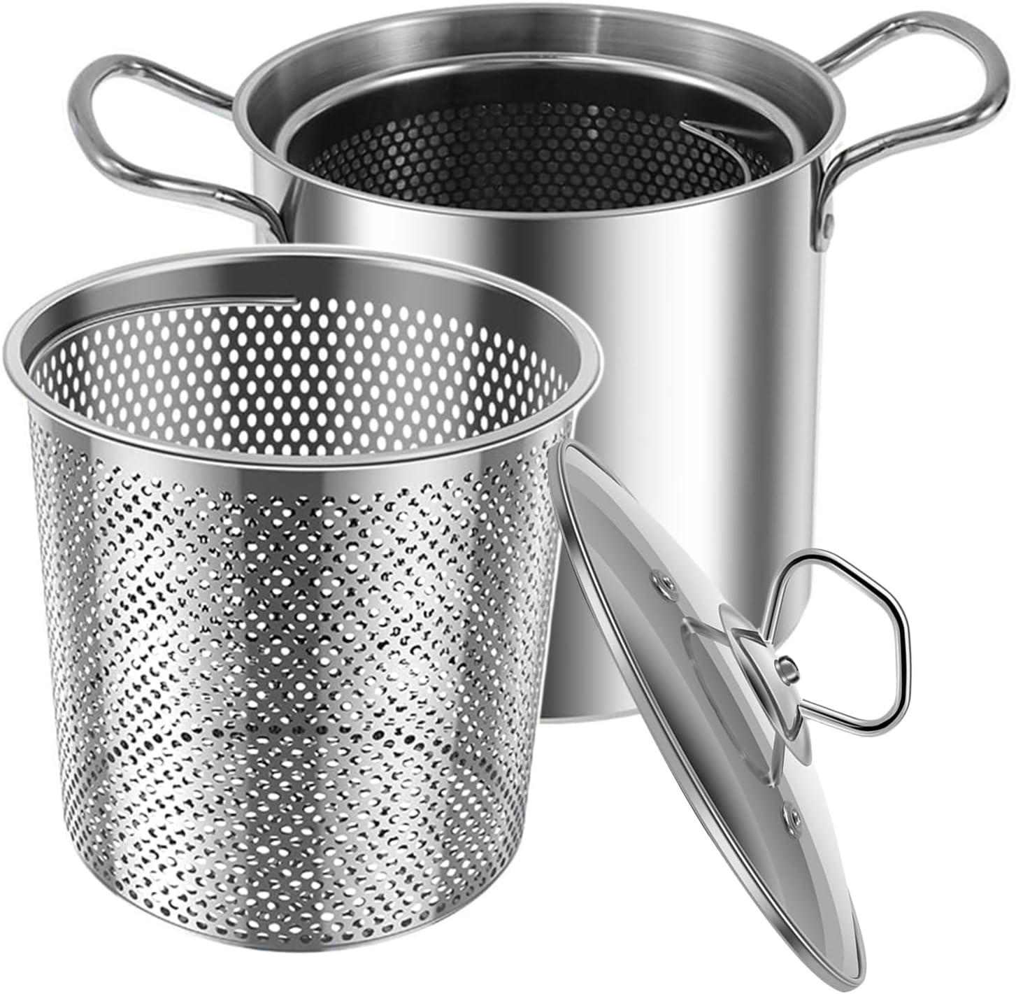 Deep Fryer Pot, 3.5L French Fries Fryer Pot, Kitchen Accessories Tool, Portable Cooking Frying Pots with Anti-Scald Handles