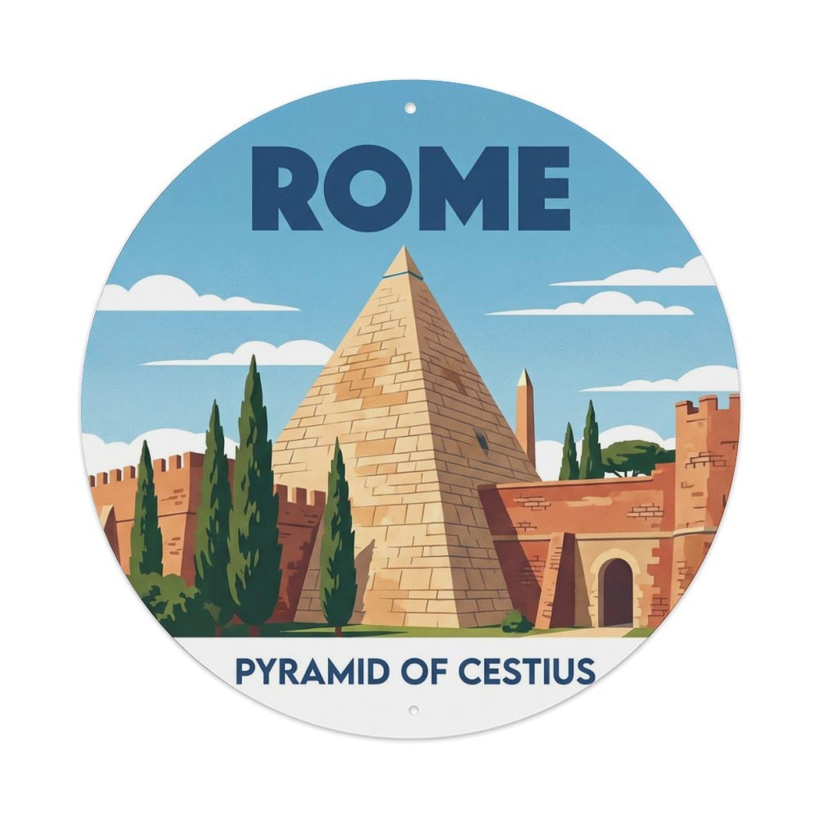 Classic Rome Italy Pyramid Of Landmark Travel Metal Tin Sign