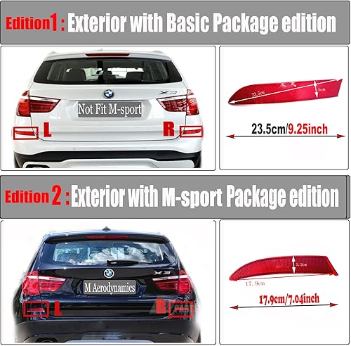 Miniatura 3 de Trimla Reflector trasero para BMW X3 F25LCI 15-17 Fit 18d 18i 20d 20i 28i 30d 35d 35i SAV 2015 2016 2017 xDrive sDrive parachoques izquierdo derecho