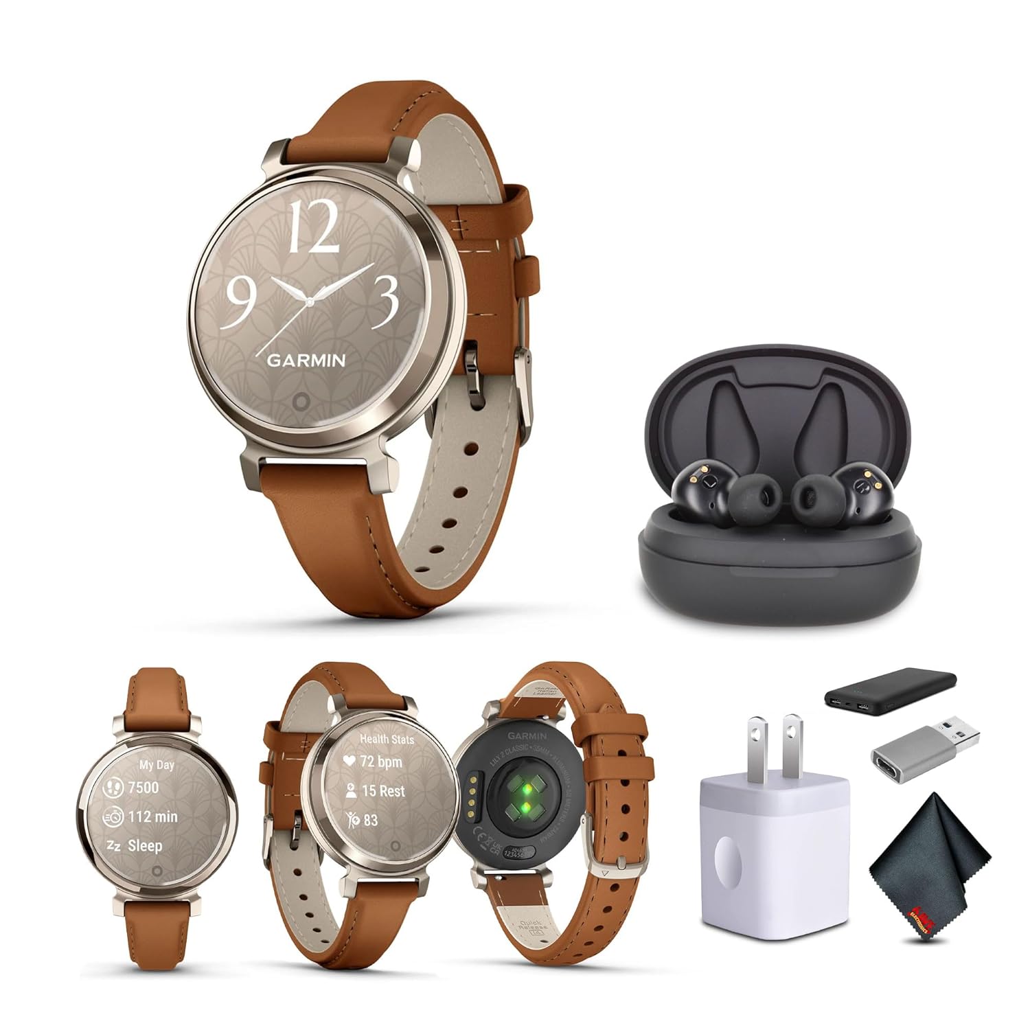 Garmin Lily 2 Classic Small and Stylish Smartwatch Up to 5 Days Battery Life Hidden Display Patterned Lens