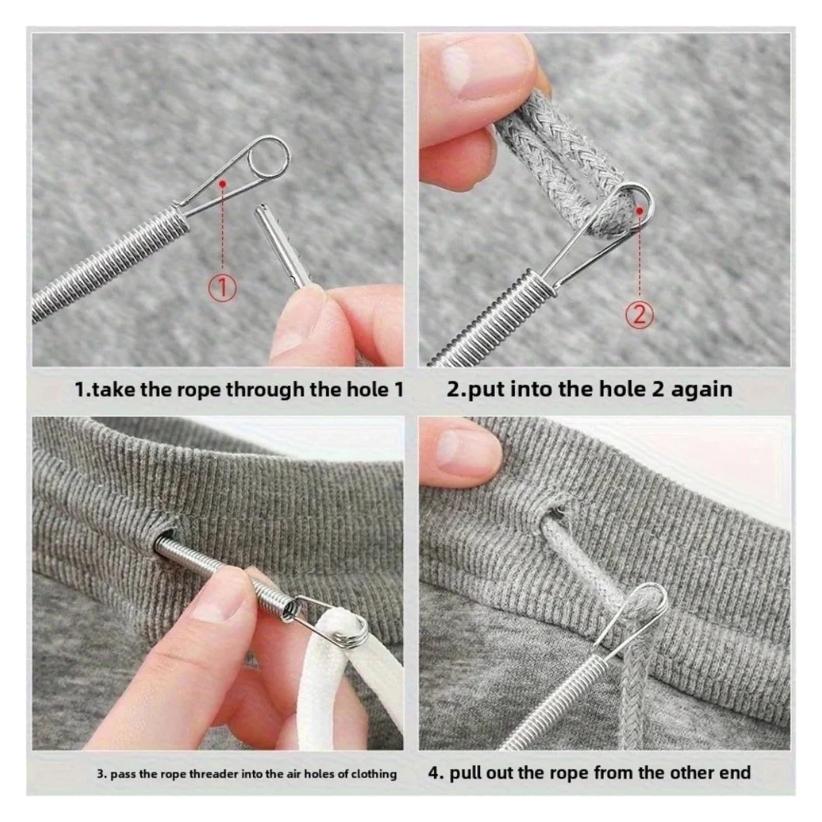 Bendable Spring Drawstring Threader Clip Rope Tool DIY Sewing Helper (2pcs)