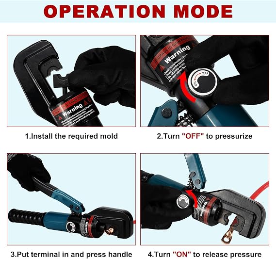 Hydraulic Crimping Tool with Cable Cutter, 12-2/0 AWG