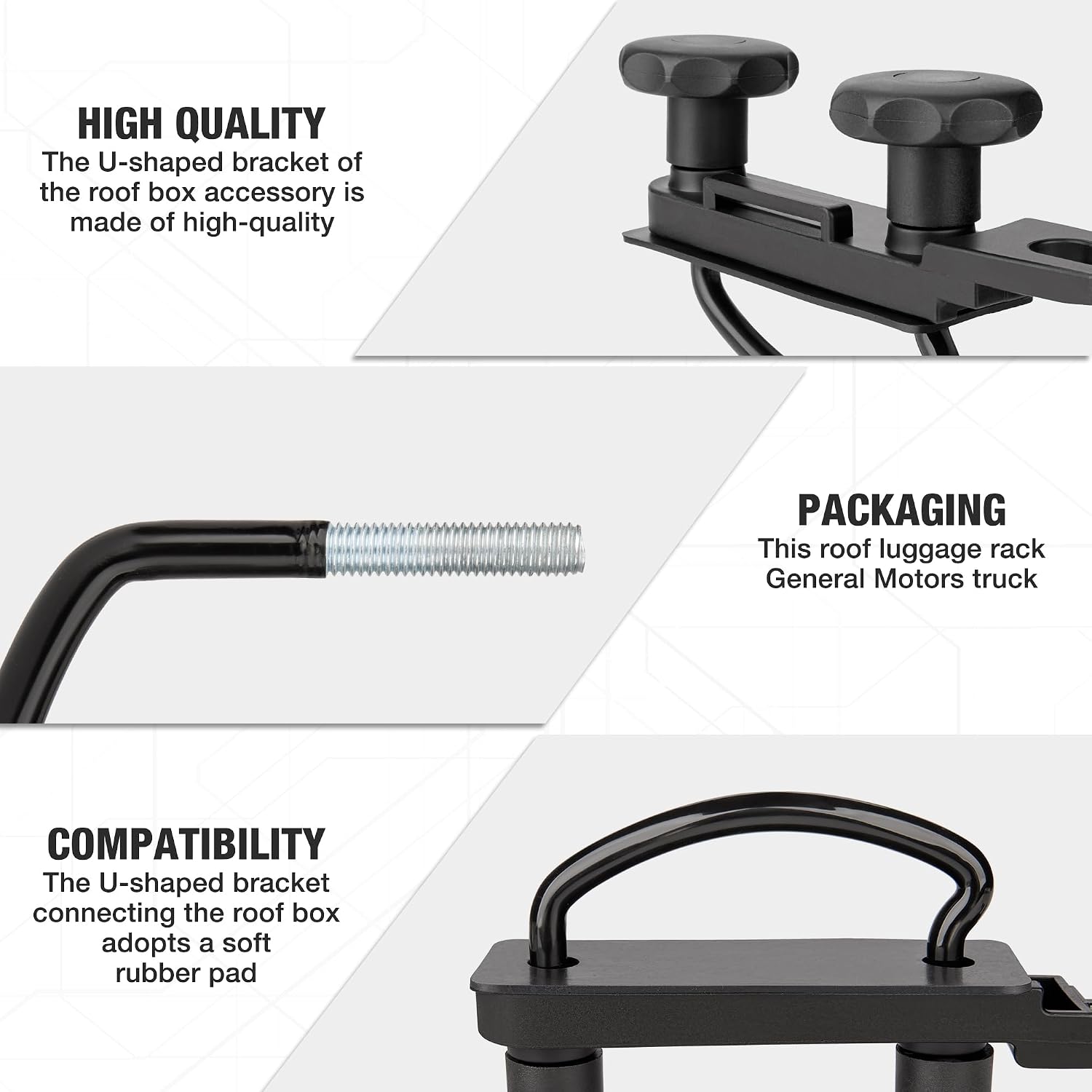 CXWXC 4-Pack Roof Box U-Bolt Clamps Upgraded Roof Box Mounting Hardware Kit