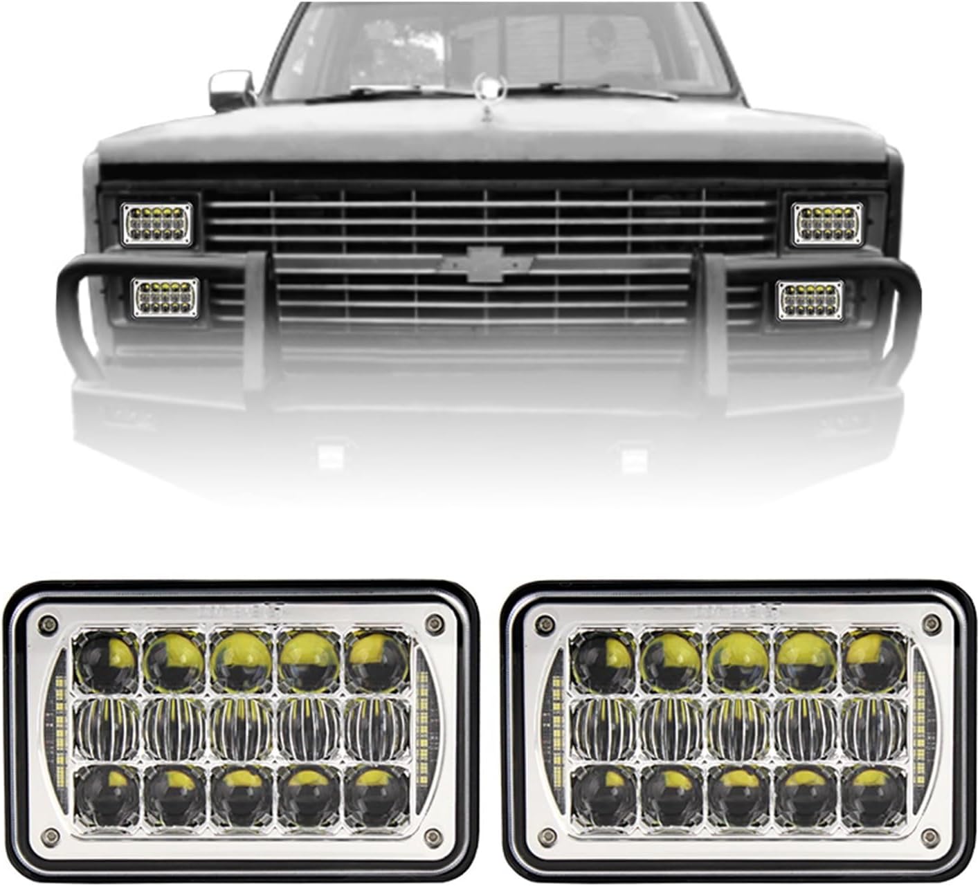 4X6'' 5D DOT LED Headlight Light Bulb Hi/Lo Beam Headlamp DRL Compatible With Truck SUV