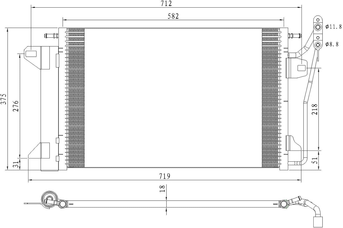 CPP A/C Condenser CNDDPI3390 for Ford Fusion, Lincoln MKZ, Zephyr, Mercury Milan