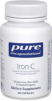 Iron-C - 15 mg - 175 mg Vitamin C - Red Blood Cell Support* - Energy Production - Highly Bioavailable Iron Pill - Gluten Free & Vegan - 60 Capsules