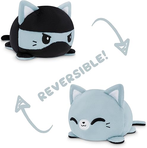 Miniatura 7 de TeeTurtle - El peluche reversible original de gato, diseño patentado, color negro, muestra tu estado de ánimo sin decir una palabra
