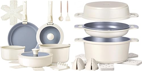 Ammeloo Juego de 18 ollas y sartenes de cerámica antiadherentes y Ammeloo de 8 piezas